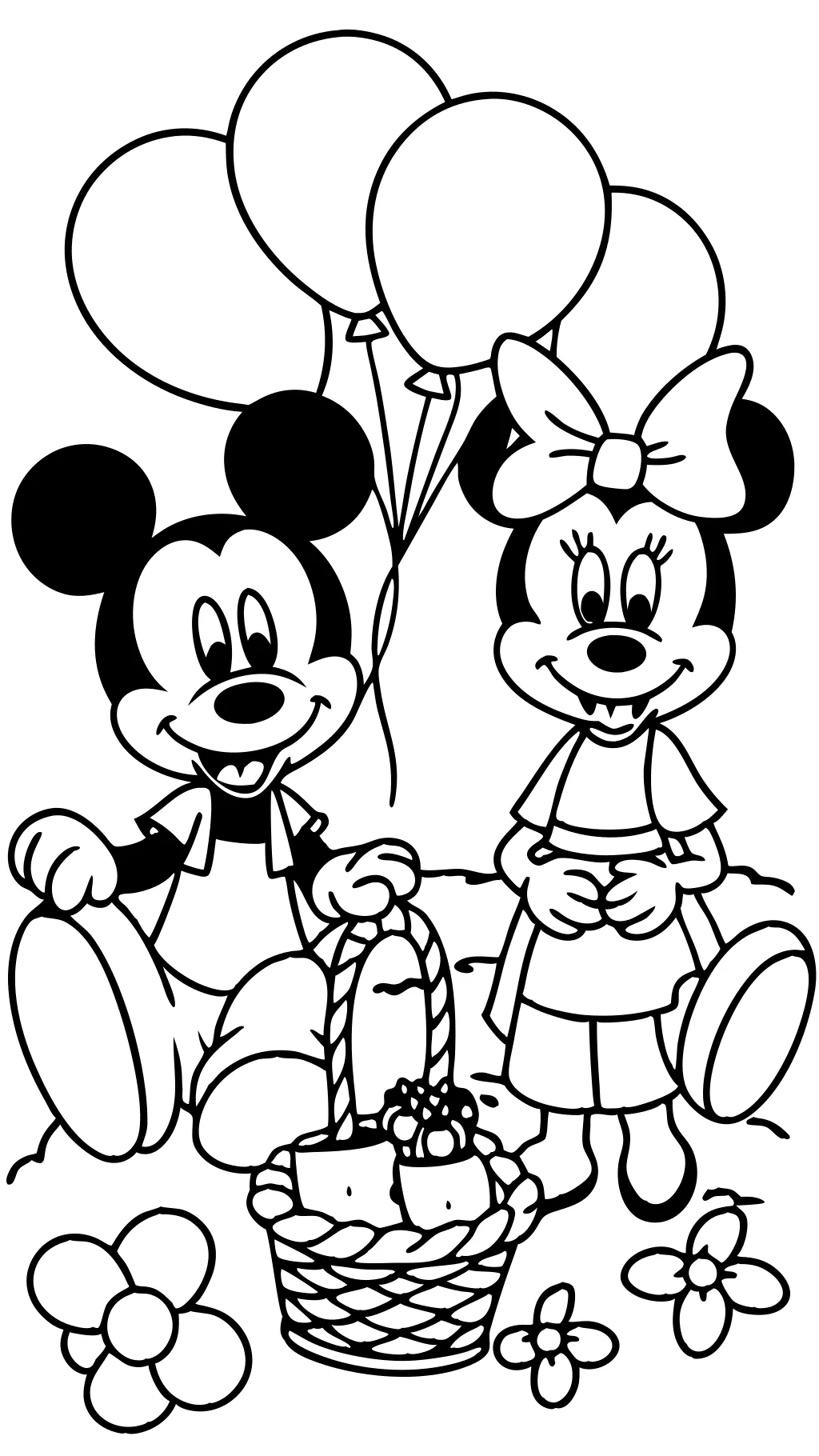 Páginas para colorear de Mickey y Minnie